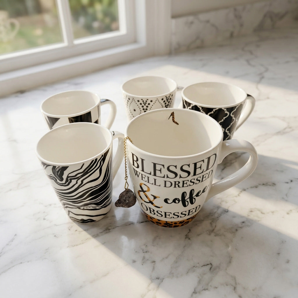 Coffee| Teacups - Set of 5 - Blessed, well dressed & coffee obsessed