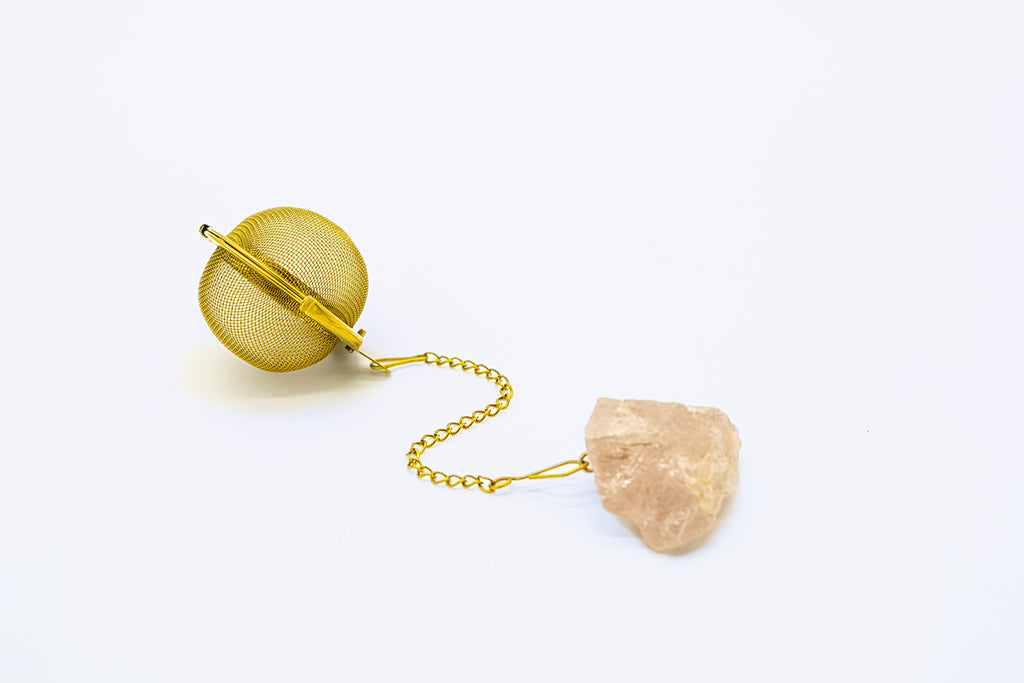 Tea Diffuser w/Rose Quartz Raw Stone